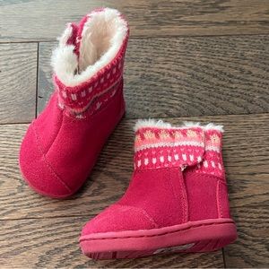 Toms Fair Isle Faux Fur Lined Nepal Pink Baby Boots Size T2 (3-6M)